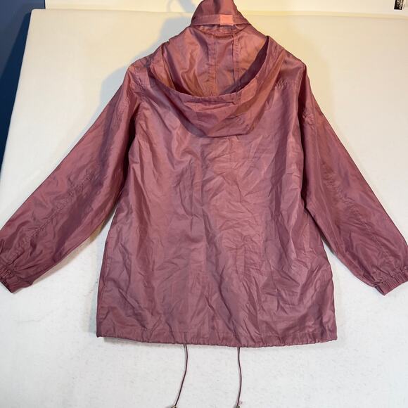 Tudor Court Vintage Raincoat Woman's Large Hide-Away Hood Drawstrings Full Zip - Picture 16 of 16